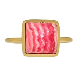 Xtremegems 18k Gold Vermeil - Natural Rhodochrosite 925 Silver Ring Jewelry s.5 ALLR-30414