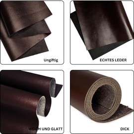 Genuine Leather Sheets | Full Grain Leather | Color:Chocolate Brown | Thickness 1.3-1.5mm | Size:15x30cm | Cowhide Sheet for Leathercraft, Repairs and Home Decoration by Kozmo