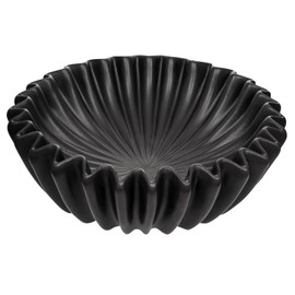Kultilanda Ceramic Bowl for Kitchen Counter Small Black Decorative Bowl Modern Home Decor 6 Inches Key Bowl Ruffle Fluted Scalloped Bowl