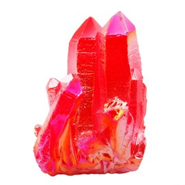 Nupuyai Titanium Coated Rock Quartz Crystal Cluster Drusy Geode for Healing Reiki Energy, Irregular Rough Gemstone for Home Decor Red