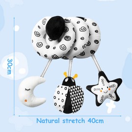 Aolso Pram Toy, Baby Activity Spiral Chain, Black and White Toy, Baby Hanging Toy, Fabric Spiral for Gripping and Feeling with Bell, Baby Toy (Ladybird)