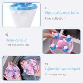 2025 Upgrade Pet Hair Remover for Laundry,Lint Catcher for Washing Machine,Floating Hair Filtering Mesh Removal,Washing Machine Lint Catcher（3 Colors Mixed）