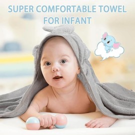 PAKNADA Baby Hooded Towel - Ultra-Soft Polyester Bath Towel with Bear Ears for Newborns, Infants, Toddlers, Absorbent & Large 31x31