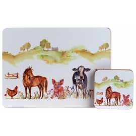 Hardback Placemats & Coasters - The Farmyard - Farm Animals - Set of 4