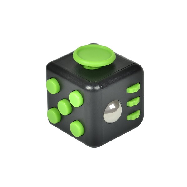 HelloGO Fidget Cube Dice Cube Stress Relief Cube 6 in 1 Relief Hand HelloGO Toy Mood Change Gift (Black+Green)