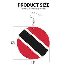 Trinidad And Tobago Flag Faux Leather Earrings For Women Lightweight Round Dangle Earrings Gift