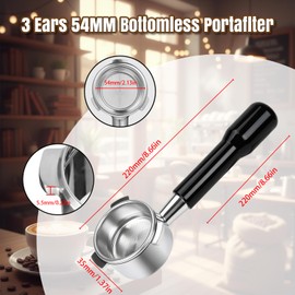 54mm Bottomless Portafilter fit Breville Barista Express Machines BES870XL 880BSS 878BSS 840XL 500BSS 450BSS BES500,3 Ears Espresso Portafilter with 18g Basket