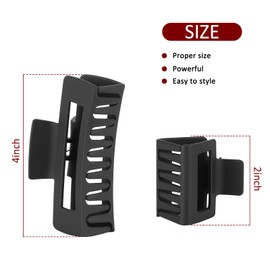 Rectangle Hair Accessories Set for Women and Girls - 6 Large Clips for Thick Hair, 6 Small Clips for Thin Hair (Black)