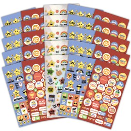 VKPI 1000+ Pieces Rewards Stickers for Students, Teacher Encouraging Stickers School Classroom Supplies, Incentive Words Cute Animal Motivational Sticker, Potty Training Stickers for Kids, Blue Cover