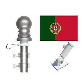 2x3 Foot Portugal Polyester Flag Display Set Also Includes 1 Deluxe 4 Foot 2 Piece Spinner Flagpole and 1 Heavy Duty Mounting Bracket