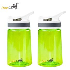 AceCamp TRITAN Portable Water Bottle for Kids, Toddlers, Adults, Odor & BPA-Free Leakproof Plastic Water Bottle, Hiking, Camping, School, Outdoors (12oz/20oz/27oz) (12 oz - Green (2-Pack))