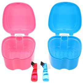 FOMIYES 2juegos Estuches Dentaduras Postizas Taza Baño Cepillo Dental Estuche Viaje Retenedores Caja Limpieza