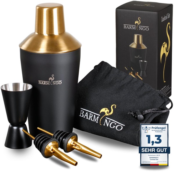 BARMINGO® Cocktail Shaker Set 5 Pieces – 500 ml Stainless Steel Cocktail Shaker with Bar Accessories, Cocktail Shaker Set, Cocktail Shaker Set, Bartender Set, Cocktail Mix Set, Bar Set, Gift Set,
