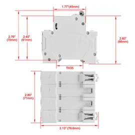 Heschen - Disyuntor en miniatura de CC, HSB6C-DC, 4 polos, DC1000V 20A, disyuntor fotovoltaico, para sistema solar fotovoltaico, sistema de rejilla de paneles solares, montaje en riel DIN de 35 mm