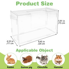 PINVNBY Rabbit Hay Feeder Acrylic Guinea Pig Hay Rack with Lid Hanging Hay Holder Chinchilla Cage Accessories for Bunny Ferret and Other Small Animals (Internal)