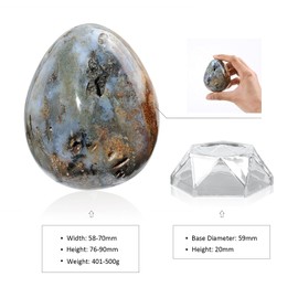 Nupuyai 2.99"-3.54" Ocean Jasper Egg Statue with Acrylic Stand, Polished Carved Crystal Stone Ball Figurine for Home Office Decor