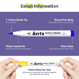 Arrtx 30 Colors Acrylic Paint Pens for Rock Painting, Extra Fine Tip Paint Markers for Rock Painting, Ceramic, Glass, Canvas, Mug, Wood, Easter Egg, Waterproof Paint DIY Crafts Making 30B