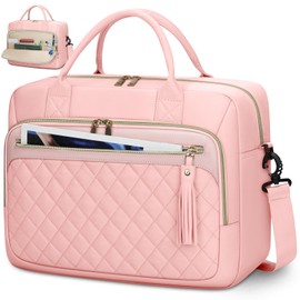 RAINSMORE Laptop Bag Women's 17.3 Inch Laptop Briefcase Waterproof Work Bag Teacher Bag Business Laptop Notebook Bags Women's Shoulder Bag, pink