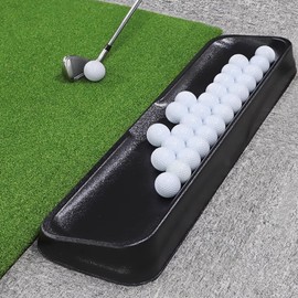 Durable 100-Ball Rubber Golf Tray, Includes Phone Holder to Record Swings. High Impact Ball Tray Compatible with Any Hitting Mat.