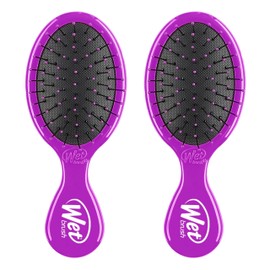 Wet Brush Mini Detangler Hair Brush, Purple - Detangling Travel Hair Brush - Ultra-Soft IntelliFlex Bristles Glide Through Tangles with Ease - Pain-Free - All Hair Types (Pack of 2)