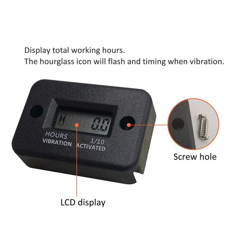 ExcInter Motorcycle Hour Meter 1 pcs Waterproof LCD Display Digital