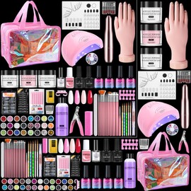 Nail Kit for Beginners with Everything in a Pink Gift Storage Bag