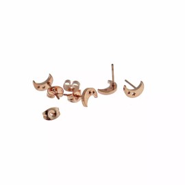 Unbranded Rose Gold Stainless Steel Earrings - Crescent Moon Studs 2 Pieces 1 Pair - ER435