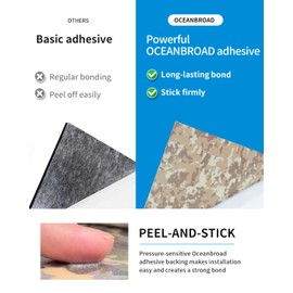 OCEANBROAD Self-Adhesive 96''x16'' Camouflage Boat Flooring Strip Cut Grooves Non-Slip Traction Pad EVA Foam Sheet Marine Grip Mat for Boats Decking Surfboard SUP Paddle Board Kayak, Camo Brown