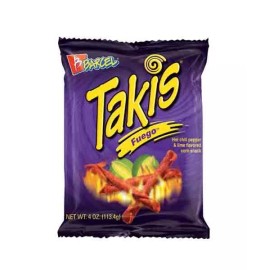 Takis Fuego Hot Chili Pepper & Lime Flavored Corn Snacks BOX OF 20 ( 4 oz. each)