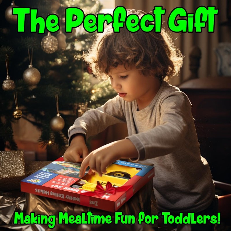 Kids Divided Plate with Utensils - Children's Meal Set with