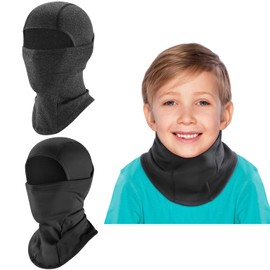 DAFIFO Kids Balaclava Ski Mask, Winter Full Face Balaclava Windproof Neck Warmer for Boys Girls School Riding Sports (Black+Gray)