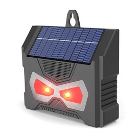 Solar Animal Deterrent Device Outdoor Electronic Raccoon Deterrent Tool with LED Flash Lamp for Garden Yard Black