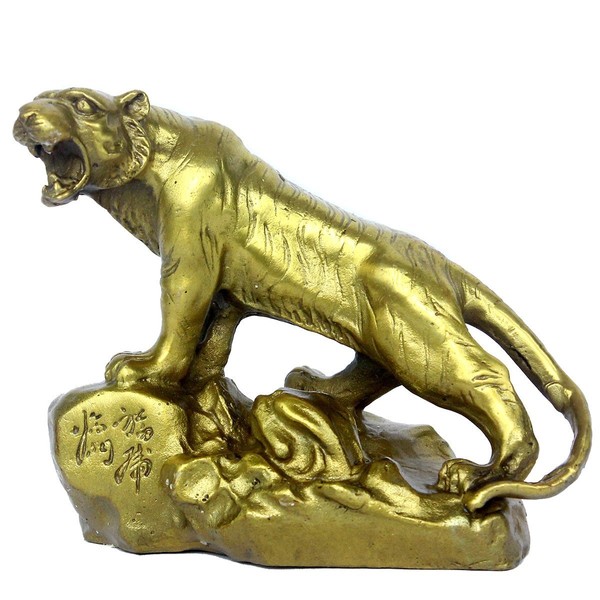 Money Tiger Action Feng Shui Goods Brass, Crafts, Fortune up Luck, Luck, Money Places Collection Figurine Good Luck Talisman 縁起物 Zodiac BS030
