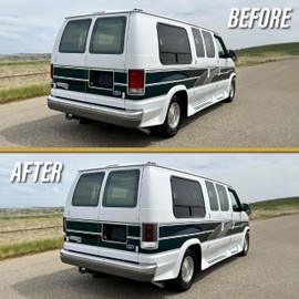 92-14 Econoline Van Tail Light – Replacement Tail Lamps Set (Left + Right) Compatible with 1992-2014 Ford Econoline Van E-150 / E-250 / E-350 & 2000-2005 Ford Excursion (Dark Cherry Red Lens)