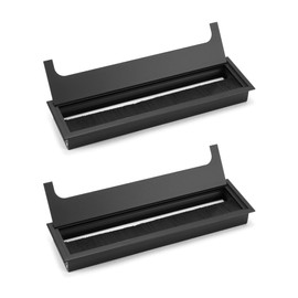 QWORK® Set of 2 desks cable guide rectangular cable passage with brush seal, aluminium alloy, 80 x 280 mm