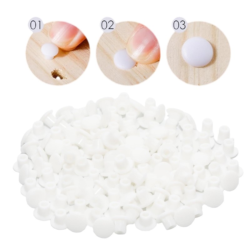 Pocoxll 200 Pieces Plastic Hole Plugs, 5mm Round Button Plugs