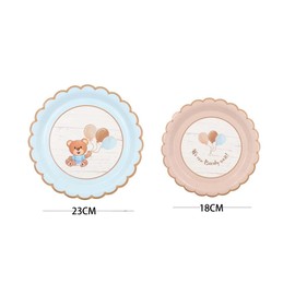 GUEDKIKL 40 Pcs Bear Baby Decorations Plates, Disposable Bear Dishware Plate Sets, 7/9 Inches Paper Plates Birthday Party Supplies for Boy Girl Baby