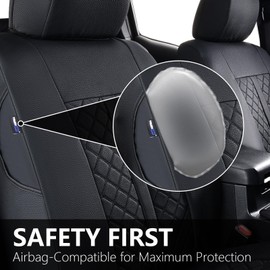 Truckiipa 2 Front Tacoma Seat Covers Leather Car Seat Covers Waterproof Truck Seat Cushion Protector Covers Fit for 2016-2023 Toyota Tacoma Double Crew Cab, Front Pair, Black