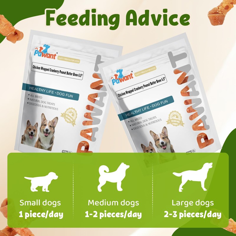 Pawant Dog Treats Chicken Wrapped Peanut Butter Bone Rawhide Free