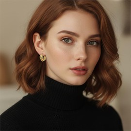 14K Gold Earrings for Women 14K Gold Hoop Earrings for Women Trendy with Intertwined Lines Blends Art and Elegance Chunky Hoop Earring Womens Statement Earring 20mm