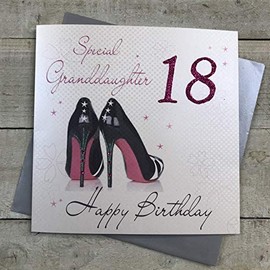 white cotton cards 1-Piece Special Granddaughter Happy Birthday Extra-Large 18th Birthday Card, 2 Shoes