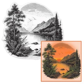 Sellos transparentes de paisaje natural para hacer tarjetas, fondo de lago de montaña, sellos de goma, árboles, paisaje, sellos de silicona transparentes para tarjetas de regalo, bricolaje,