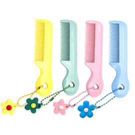 Kuskins 4 Pack Baby Hair Combs Set - Newborn Comb for Girls & Boys, Anti-Knot Pain-Free Wide Tooth Baby Combs for Wet/Dry/Curly Hair, Toddler Hairbrush Kit with Animal Shapes (Flowers)