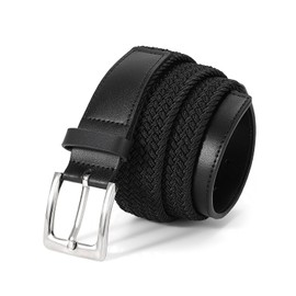 BELTROAD Men's Elastic Braided Belt Leather Woven Stretch Belts for Men Casual Jeans Pants Dress Birthday Gifts Mens Golf Belt for Wasit 43"-46"