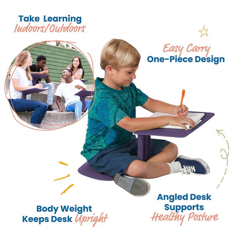 ECR4Kids The Surf Portable Lap Desk, Flexible Seating, Eggplant