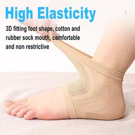 1 Pair Moisturizing Heel Socks, Elastic Gel Heel Socks with Silicone Pads, Breathable & Sweat Wicking Silicone Socks for Dry Cracked Feet Women Man (One Size Fits Most) (Fleshcolor)