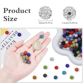 10mm Clay Rhinestone Beads for Jewelry Making, 100 Pcs Shiny Shamballa Disco Ball Design Bulk, Sparkle Baseball Beads for Bracelets Baseball Necklace Earrings DIY Crafts Decoration (Mix Colors)