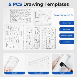 Nicpro 21PCS Professional Drafting Tools & Geometry Set with Case, Architect Compass & Protractor Set, Metal Pencils, Pens, Scale Ruler Metal Ruler, 5 Drawing Templates for Interior House Plan Design