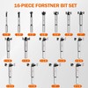 KENDO 16 Piece Forstner Bit Set, Made of Alloy Steel,