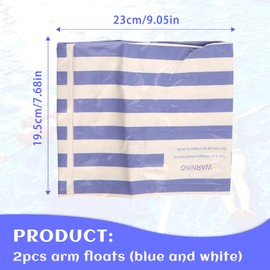 Arm Float for Kids and Adults, Vintage Striped Pool Arm Floats with Dual Valves PVC Inflatable Swim Floaties for Toddler and Adults 35-175 LBS(Blue White)